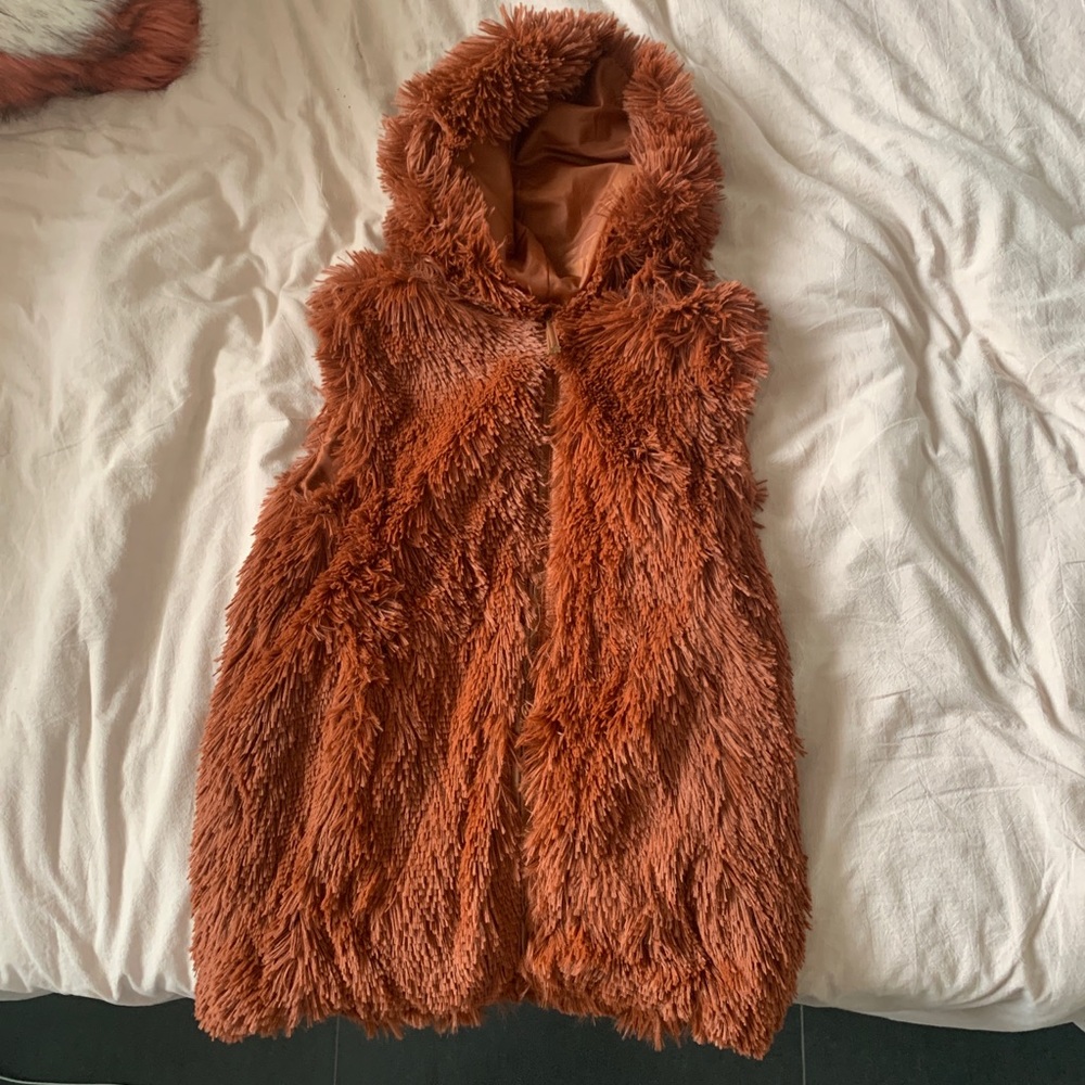 Orange Fluffy Vest S